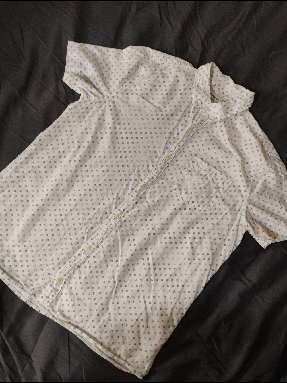 Abercrombie Kids White Button-Down Shirt with Small Navy Print